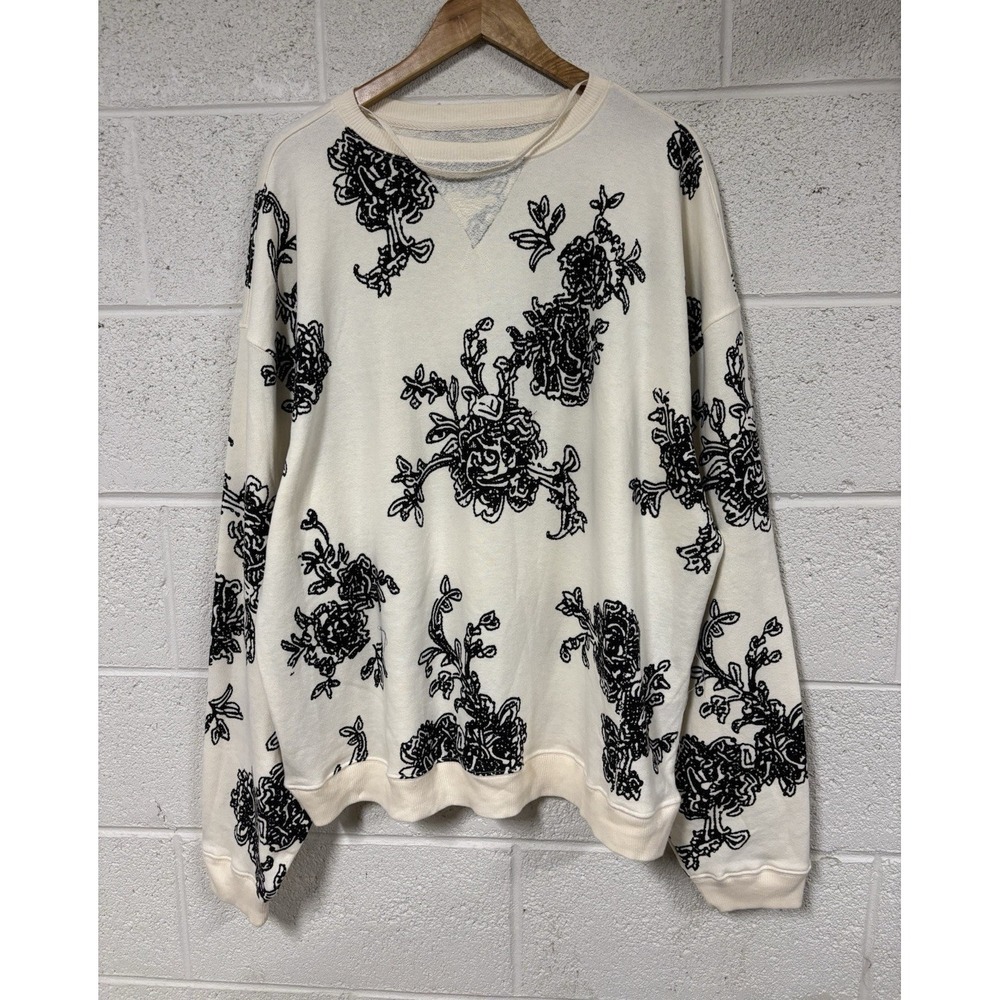 Free people We The Free Floral Embroidered Sweatshirt Women's Medium
